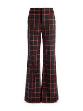 AO Dylan Wide Leg Black Red Windowpane Plaid Trouser Pants Size 2